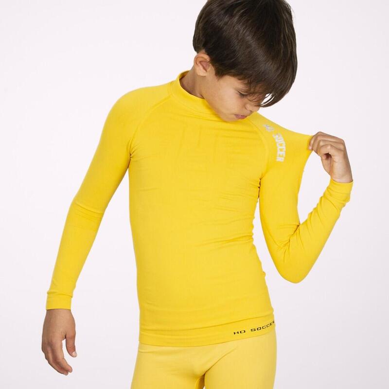 Camiseta térmica de fútbol amarilla de manga larga para niños