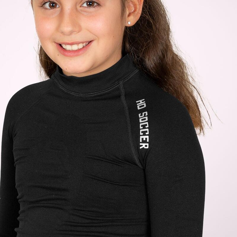 Camiseta térmica de fútbol negra de manga larga para niños