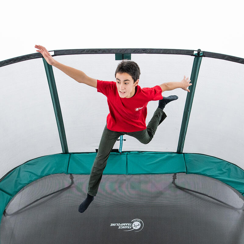 Trampoline Ovale Ovalie 360cm - Filet de Protection, Echelle + Kit d'ancrage