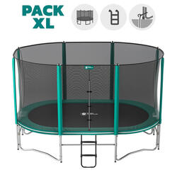 Trampoline Ovale Ovalie 430cm - Filet de Protection, Echelle + Kit d'ancrage