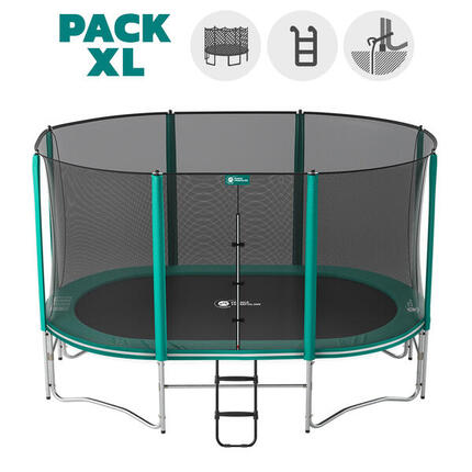 Trampoline Ovale Ovalie 430cm - Filet de Protection, Echelle + Kit d'ancrage