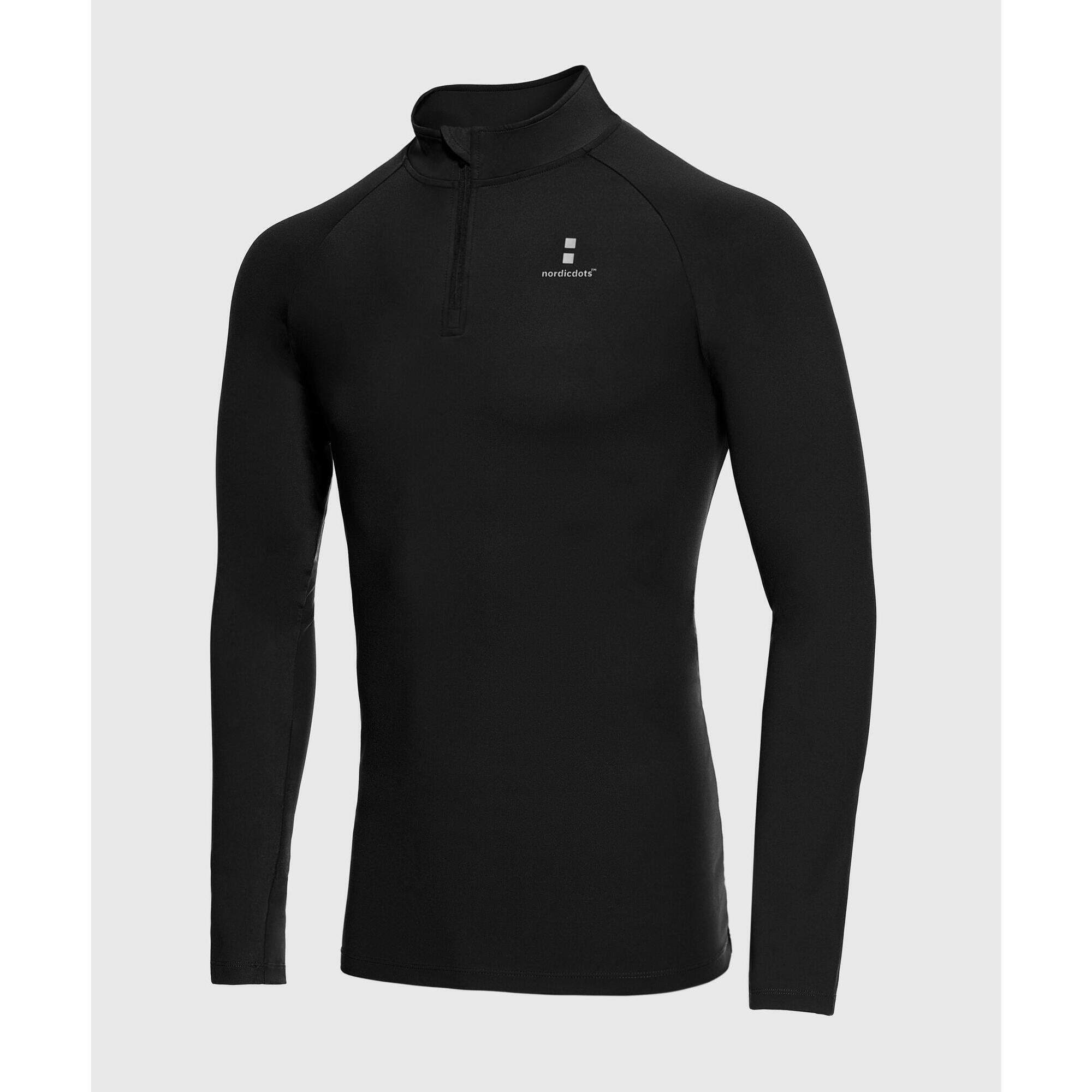 Performance Langarmshirt mit 1/4 Reißverschluss Tennis/Padel Herren Schwarzes 2/3