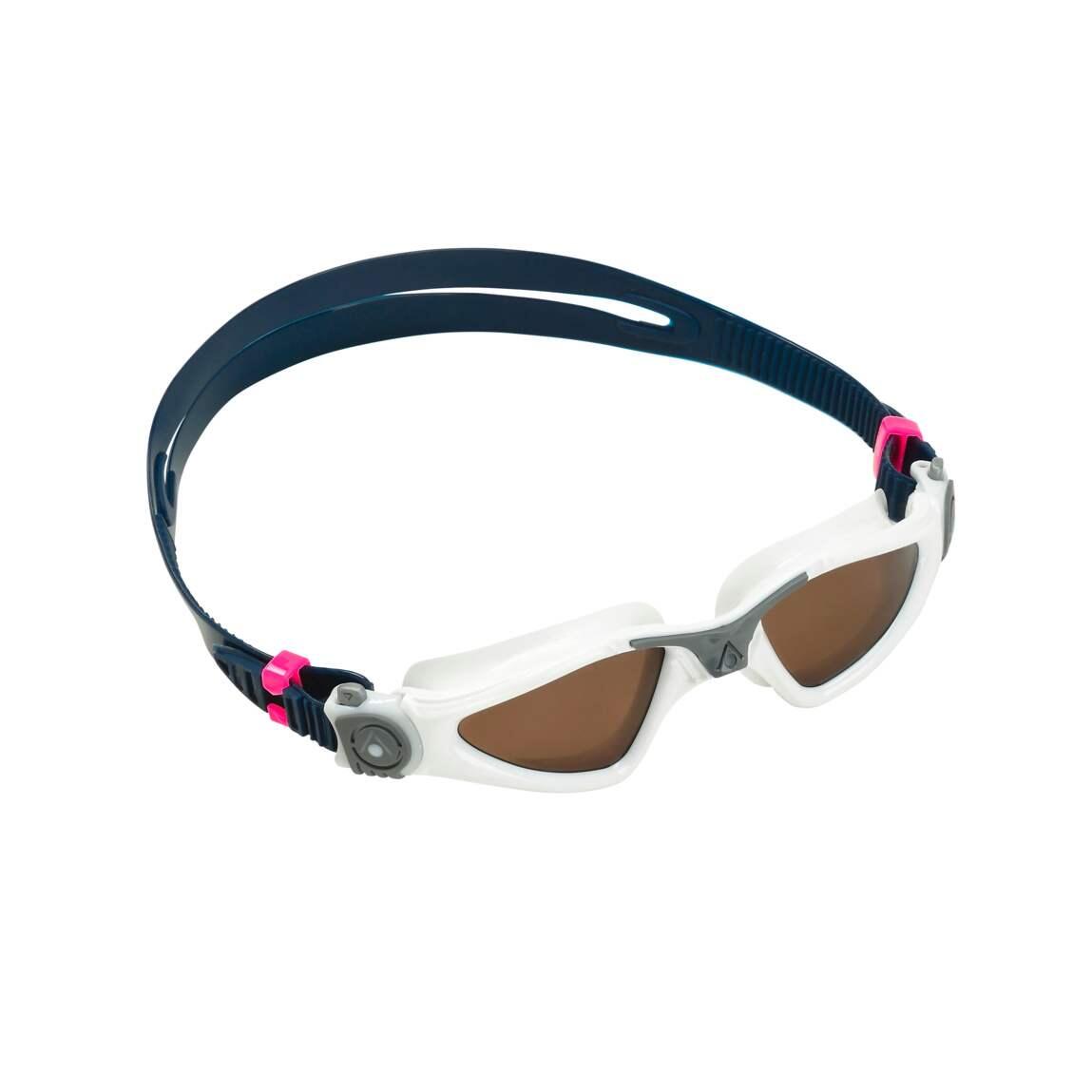 Aquasphere Kayenne Compact Brown Polarised Goggles - White/ Blue 5/5