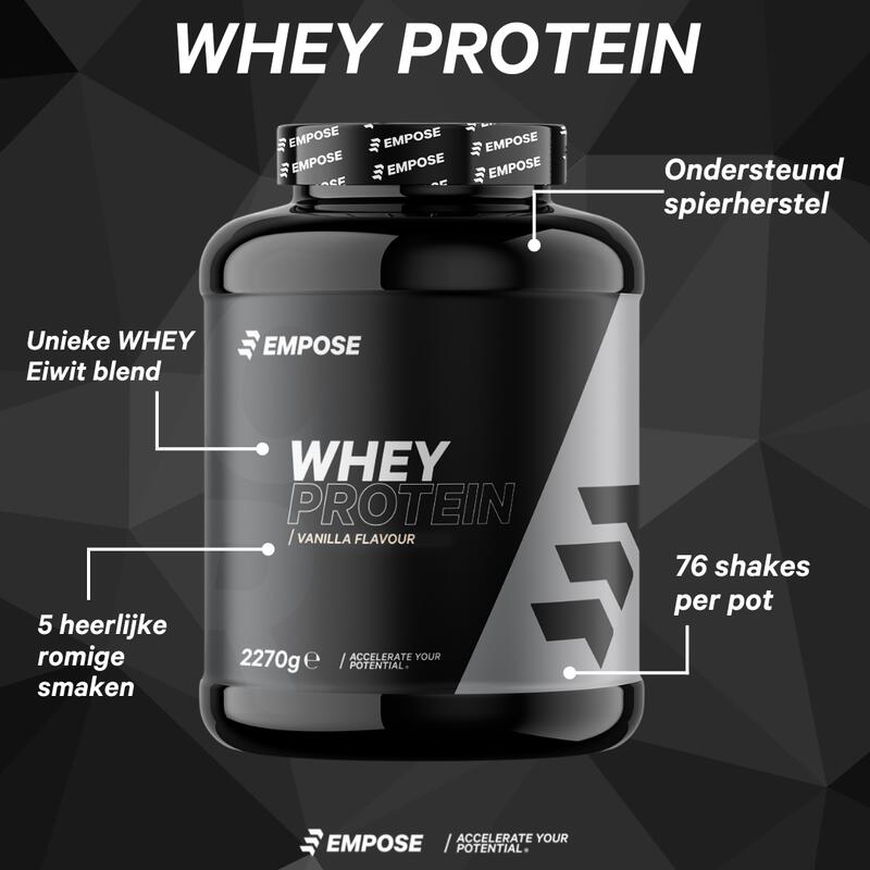 Whey Protein - Eiwit Poeder - Aardbei - 2270 gram