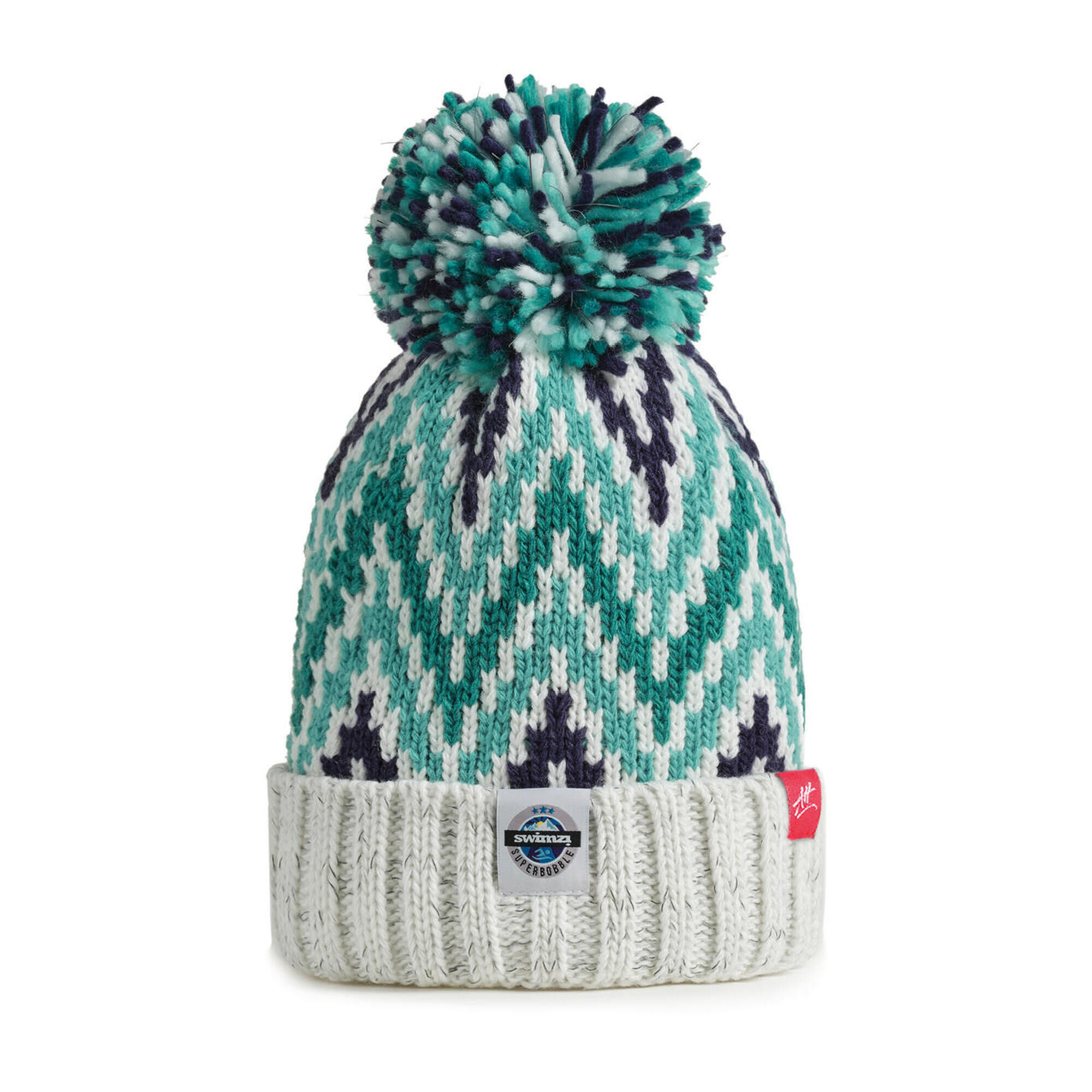 SWIMZI Andrea Hall Alpine Midnight Zig-zag Super Bobble Hat