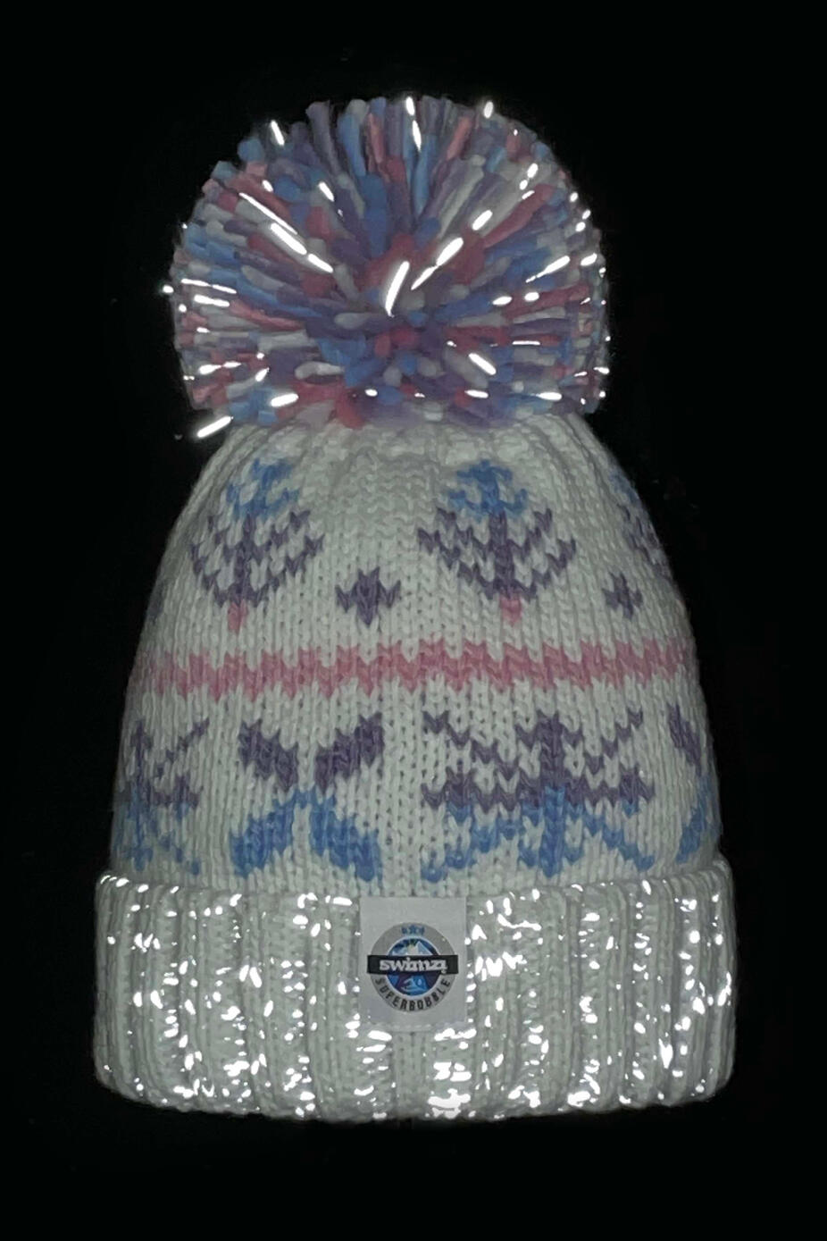 Pastel Ice Crystal Nordic Knit Super Bobble Hat 2/2