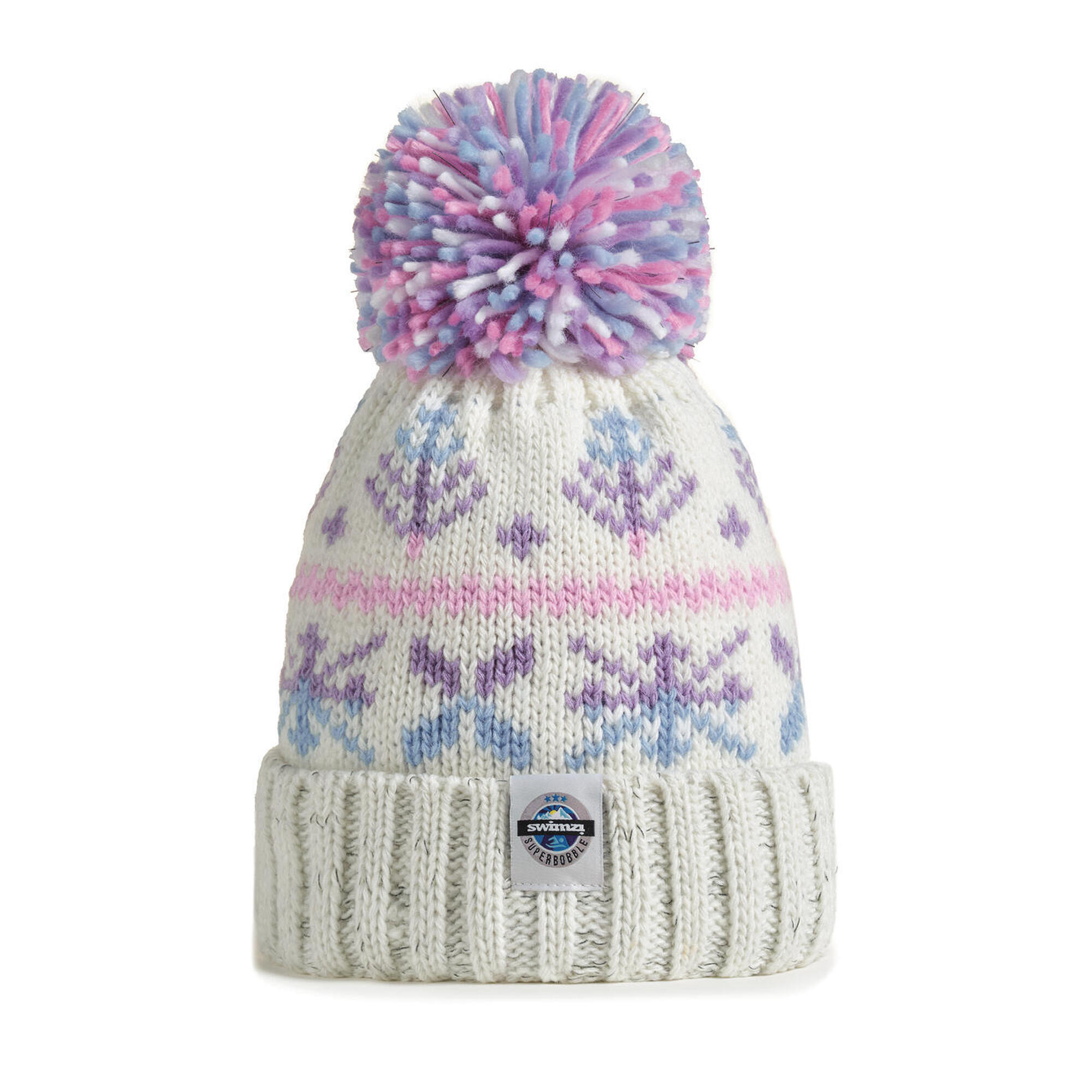 Pastel Ice Crystal Nordic Knit Super Bobble Hat 1/2