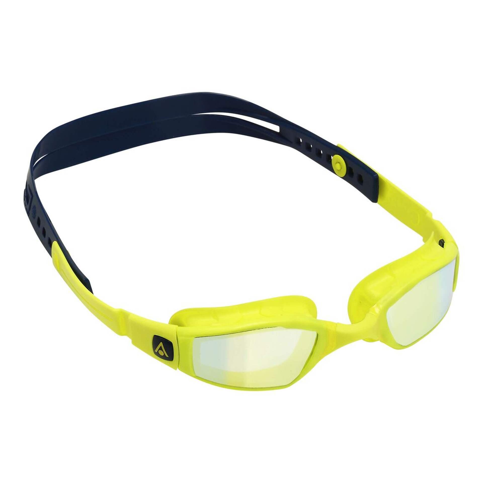 Aqua Sphere Ninja Yellow Titanium Mirrored Goggles Lightning Wave