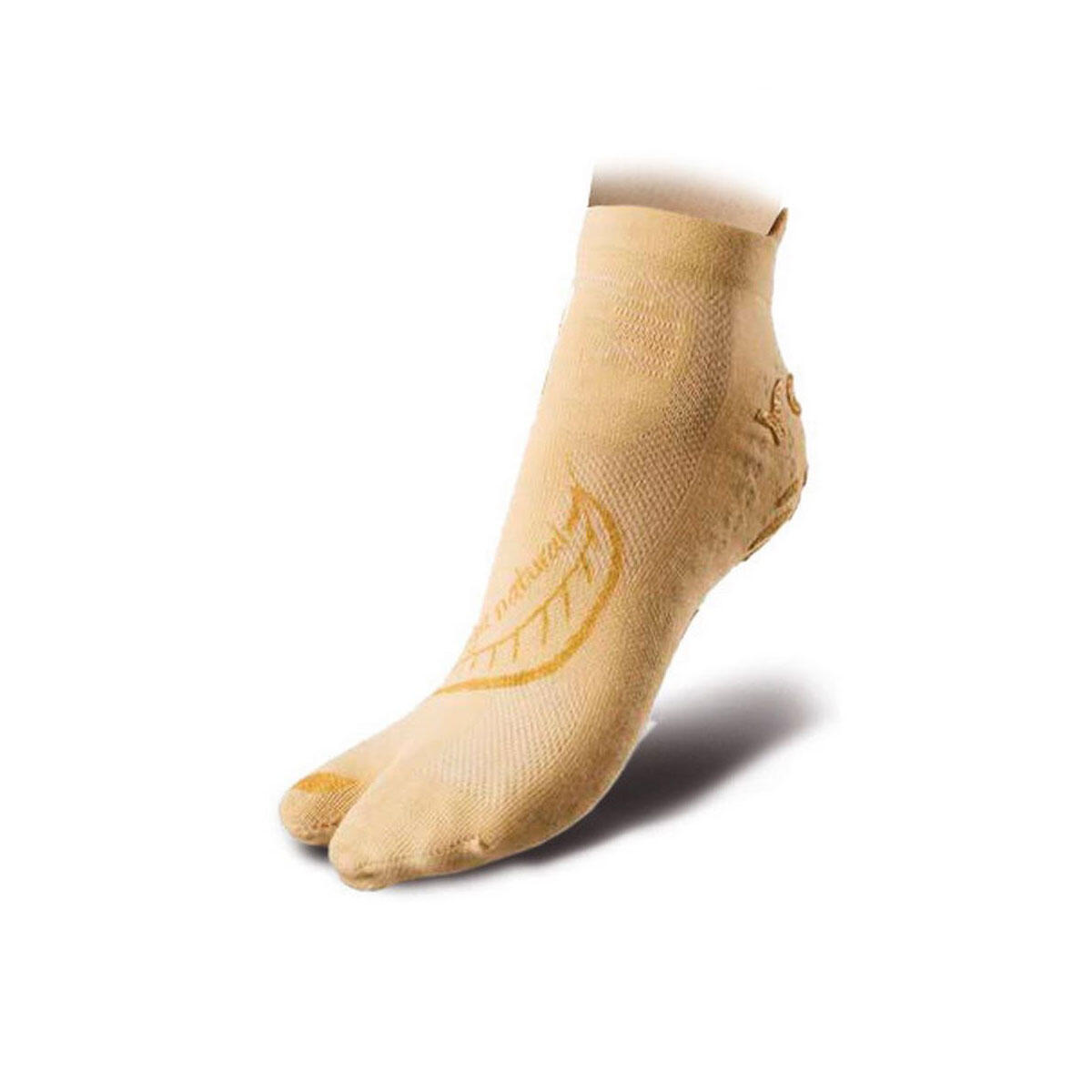 R-evenge - Chaussettes De Yoga  1 Finger Adulte Antidérapantes Coton Organique Écru Or - Chaussettes - Marron - Decathlon