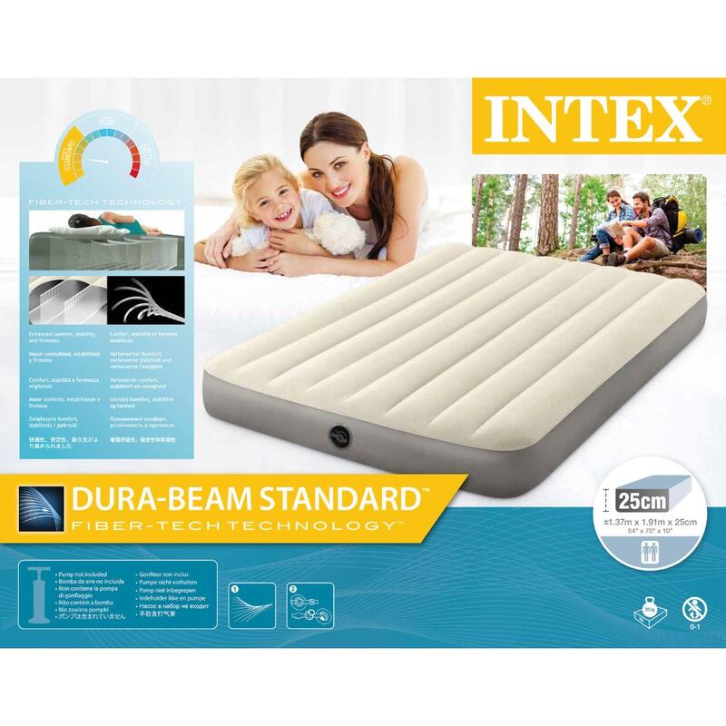 Luchtbed - Intex Single-High -Twijfelaar - 137x191x25 cm (BxLxH) - Beige