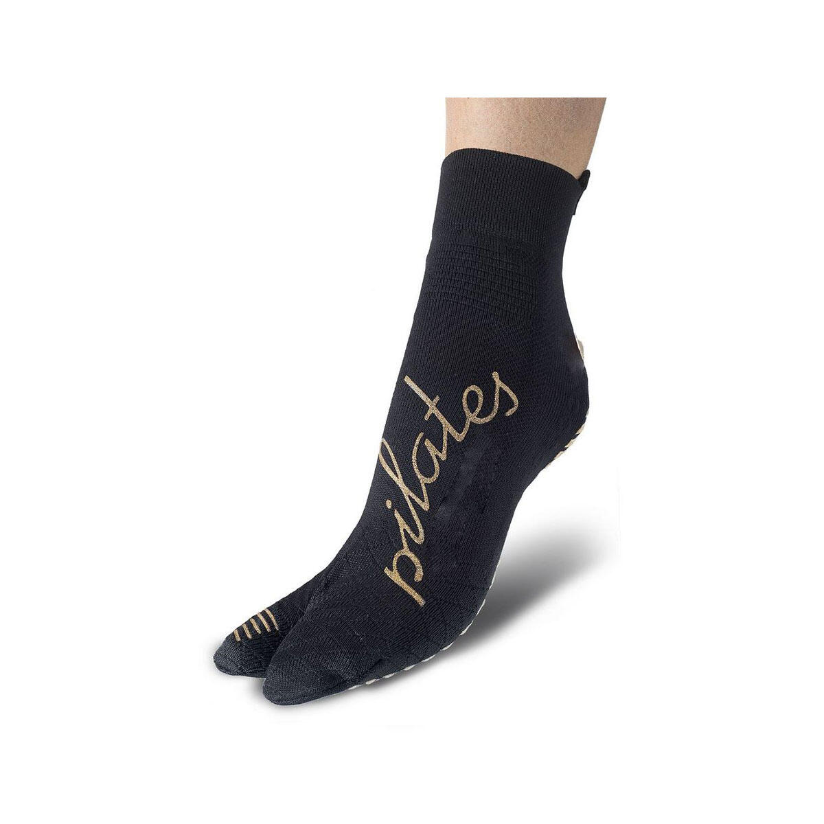 R-EVENGE Calcetines técnicos pilates fitness adulto antideslizantes negro oro