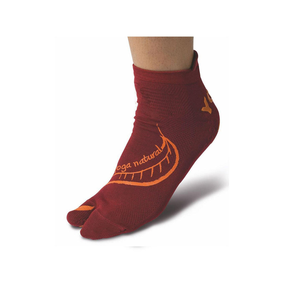 Yoga socks 1 finger adult non-slip organic cotton amaranth