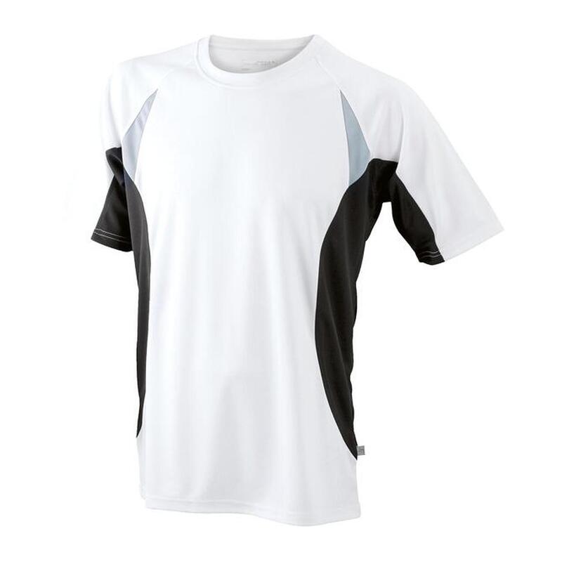 Camiseta de manga corta hombre fitness running cardio blanco