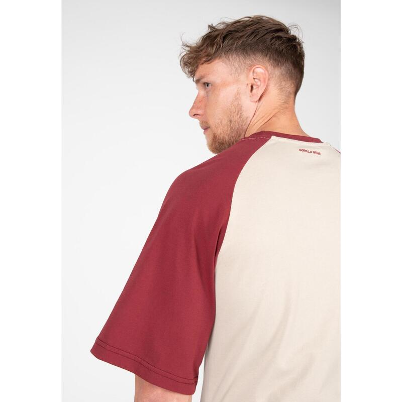 Logan Oversized T-Shirt - Beige/Red