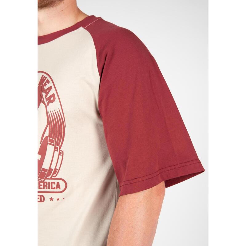 Logan Oversized T-Shirt - Beige/Red