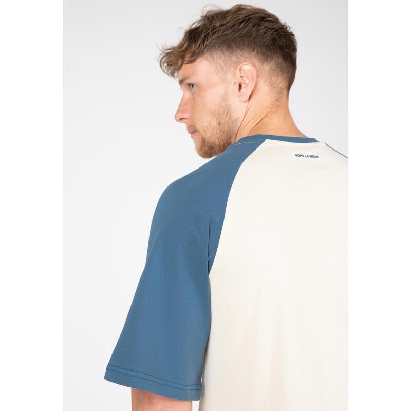 T-Shirt in Übergröße - Logan - Beige/Blue