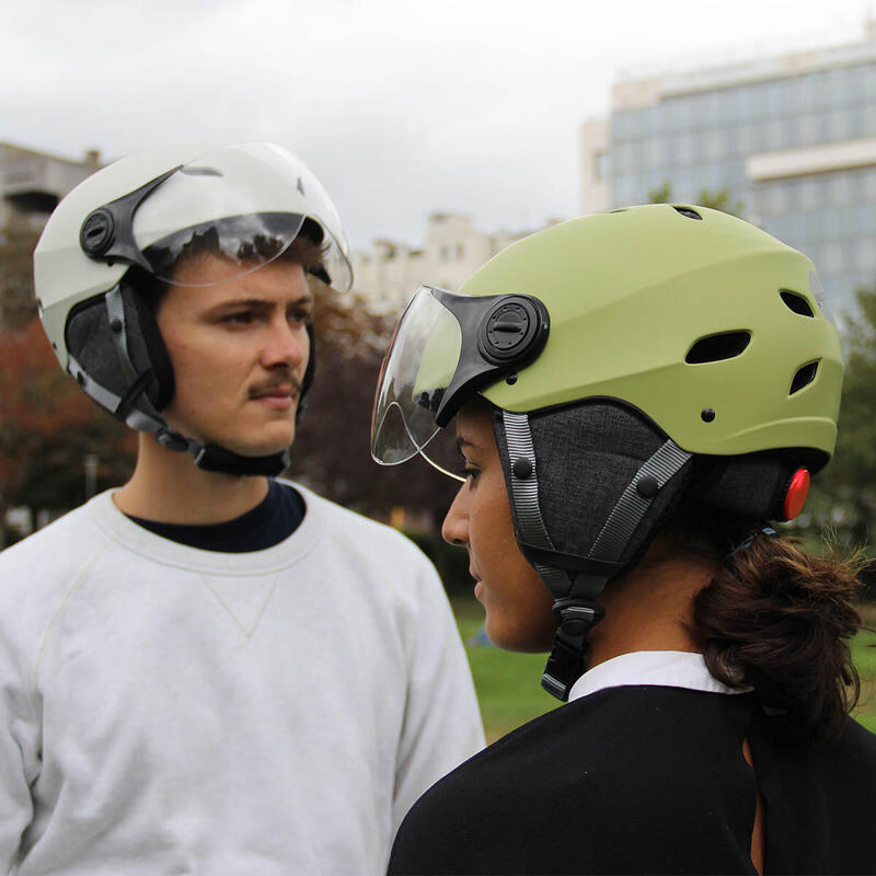 Casque YEEP.ME H.30 Vision LED Kaki - LED et Visière pour Vélo, Trottinette