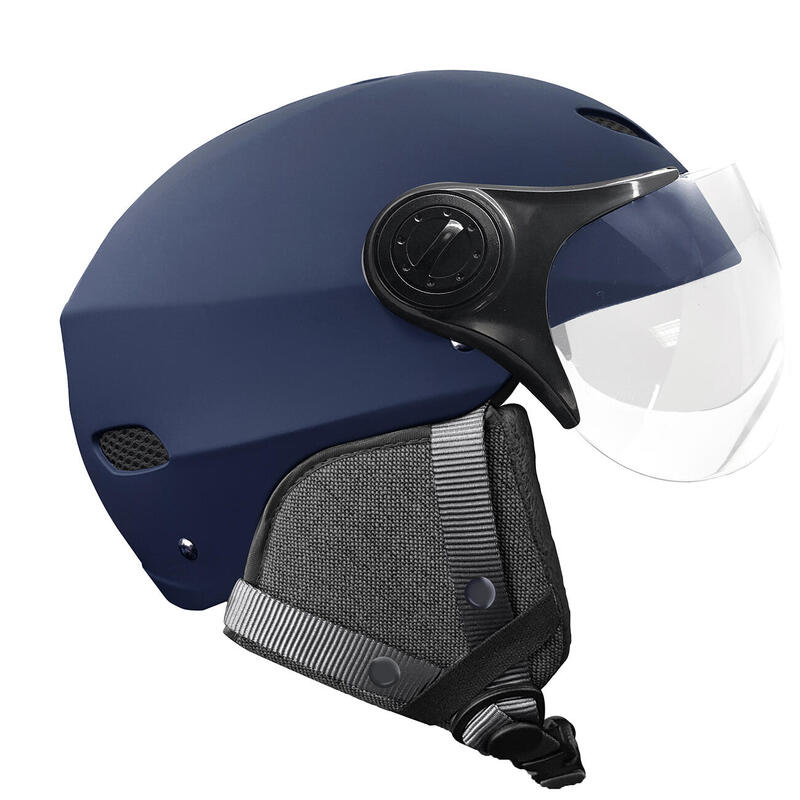 LED Helm H.30 Vision Midnight Vizier L/XL voor Scooter, Fiets, 58-61cm