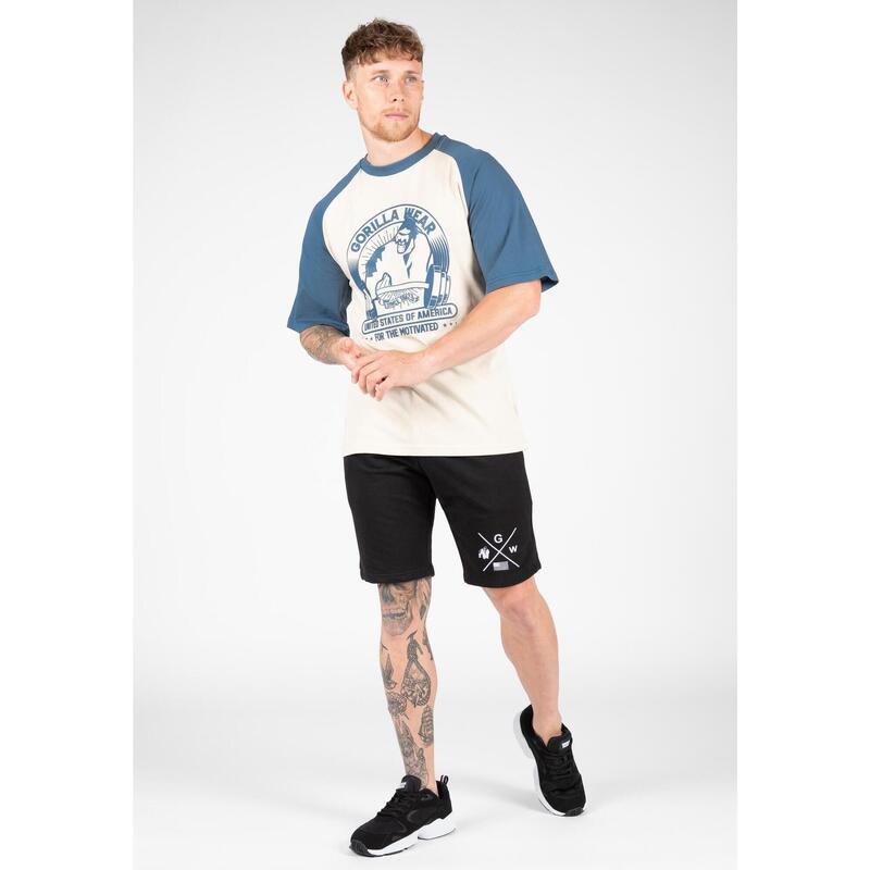 Logan Oversized T-Shirt - Beige/Blue