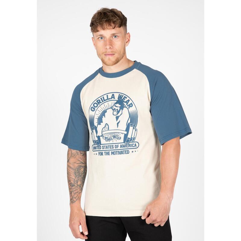 Logan Oversized T-Shirt - Beige/Blue