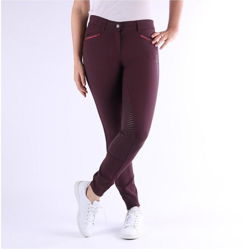 Damen Reithose Silikon Vollbesatz IRHEl Capone SFS bordeaux