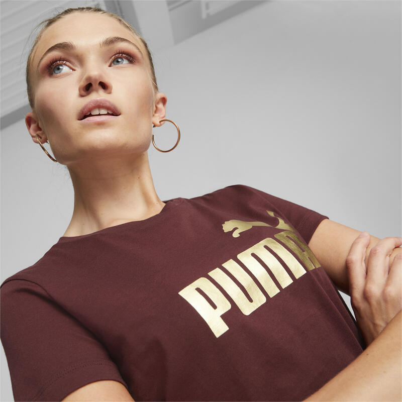 Essentials+ Metallic Logo Damen T-Shirt PUMA