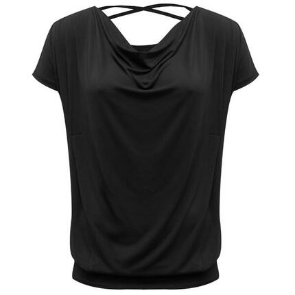 Yoga Shirt Flowing Batwing Ala Yoga Damen Schwarz Stretchig YOGISTAR