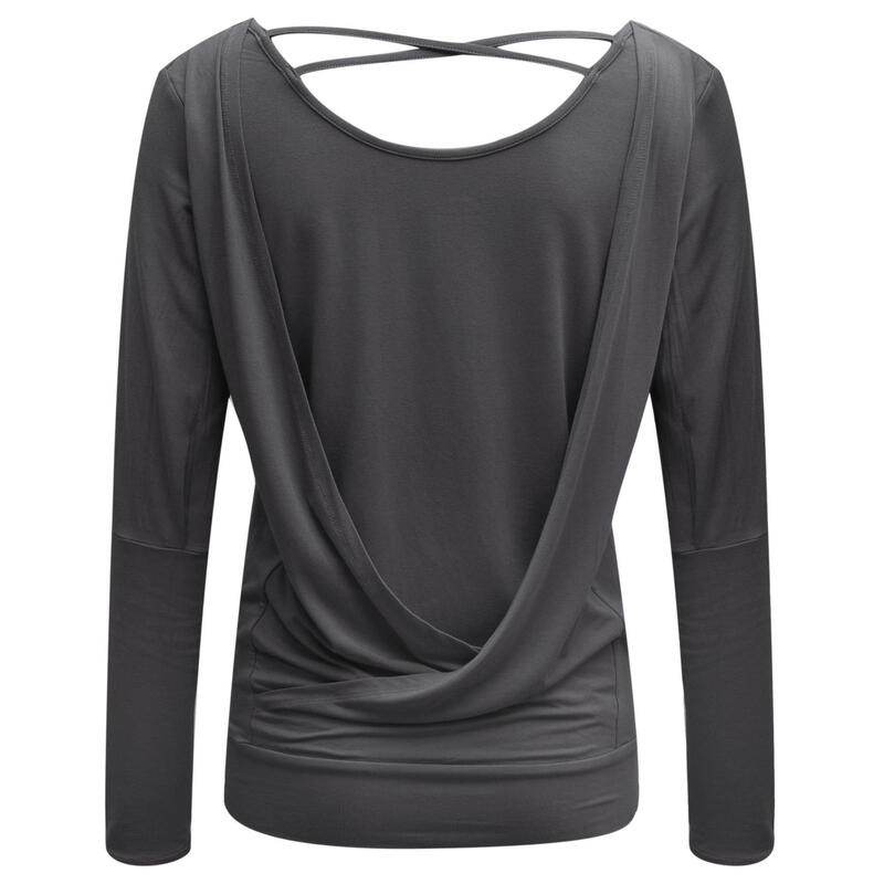 Yoga Longsleeve Flowing Shakti Ala Yoga Damen Grau Stretchig YOGISTAR