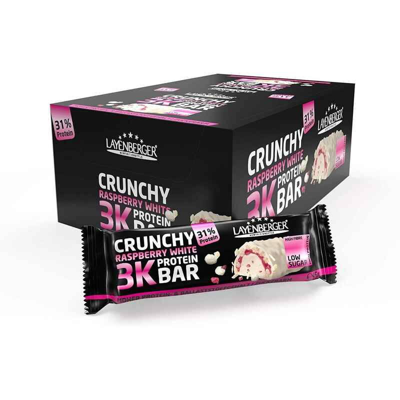 3K PROTEIN BAR CRUNCHY Raspberry White 15x45g