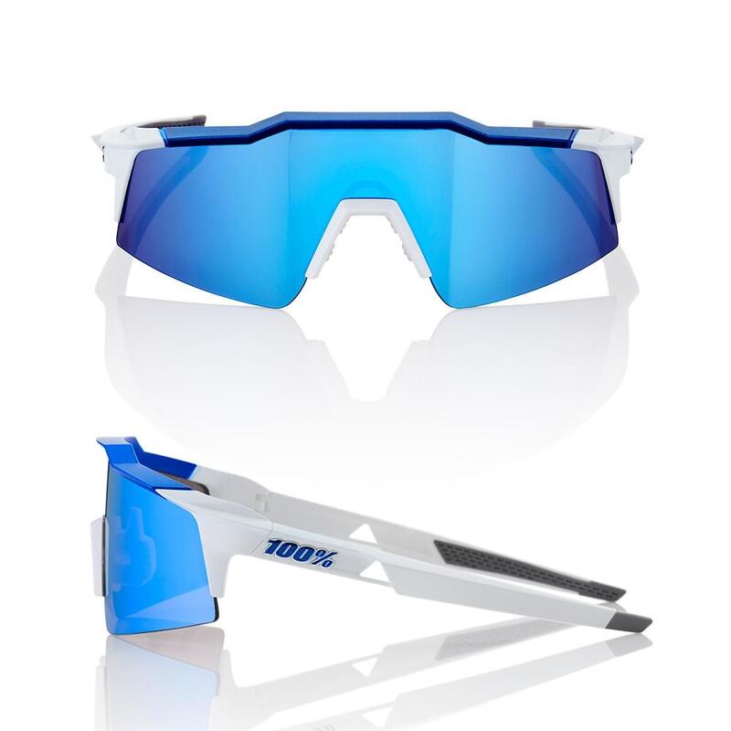 100% SPEEDCRAFT® SL Matte White/Metallic Blue HiPER® Blue Multilayer Mirror Lens