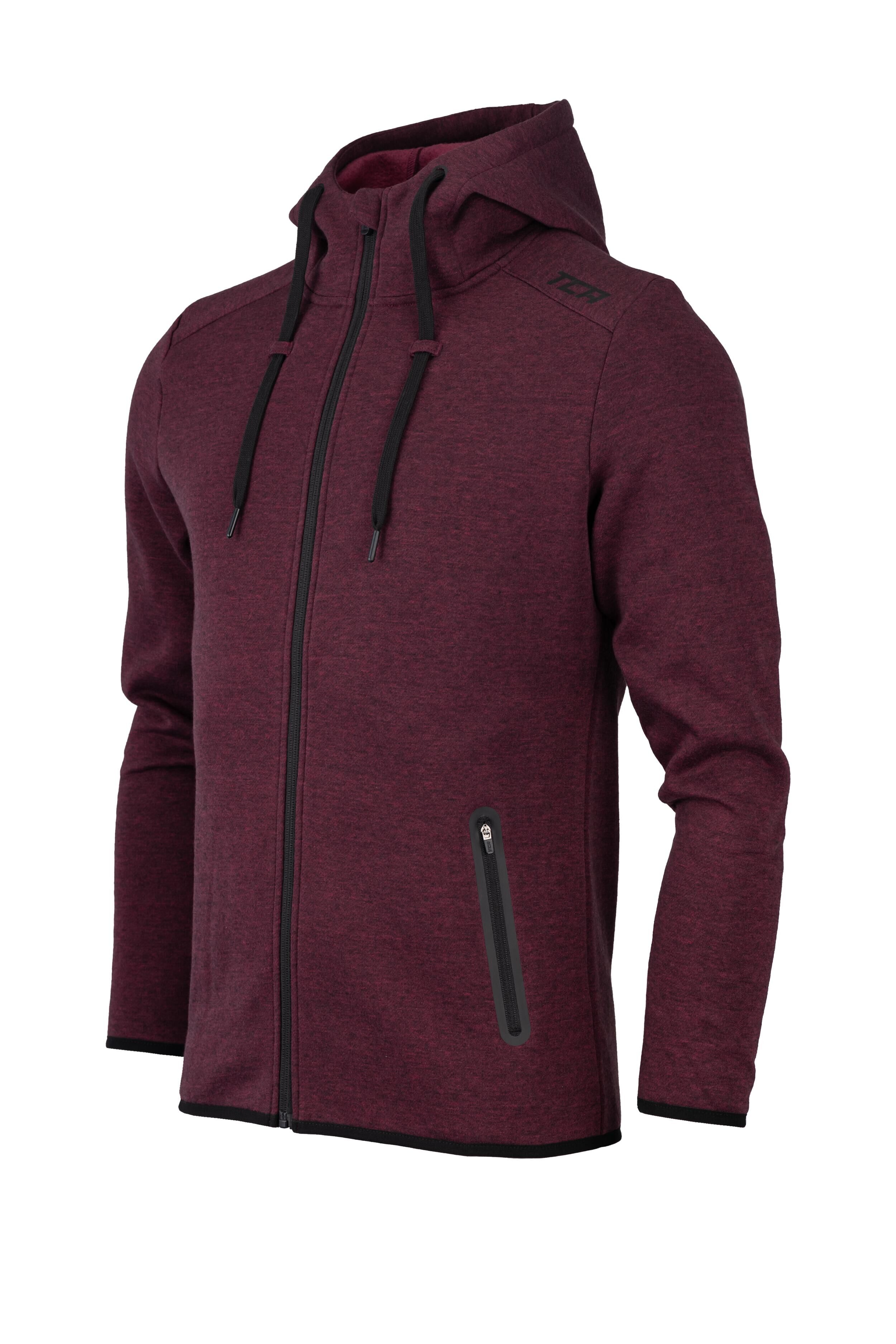 TCA Men’s Revolution Tech Hoodie with Zip Pockets - Burgundy Marl