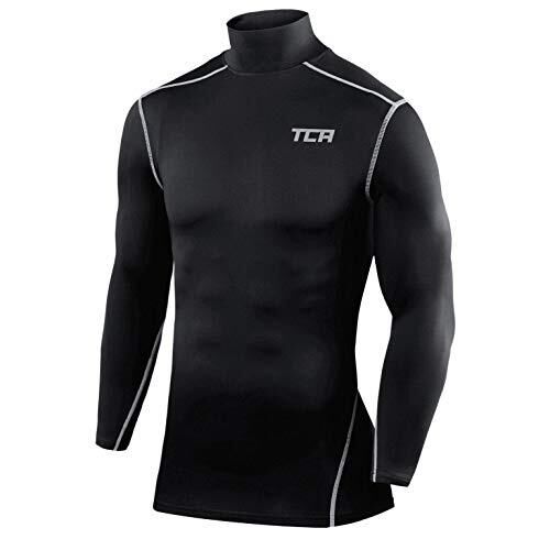 TCA Men's Performance Base Layer Compression Top - Mock - Black