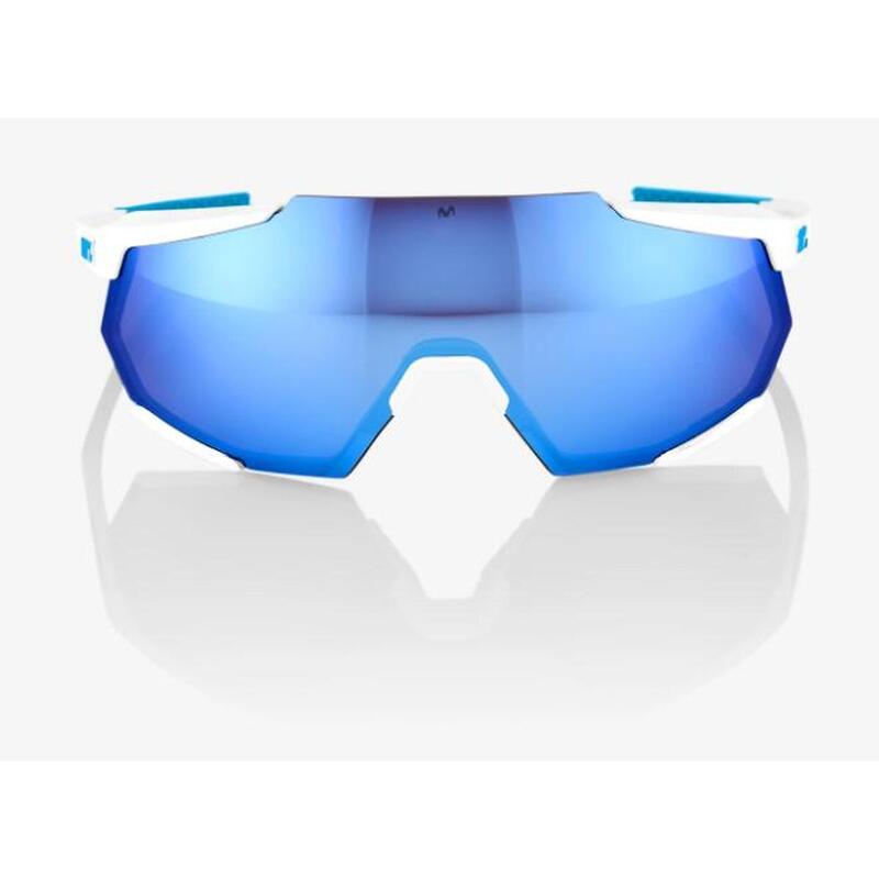 100% RACETRAP® SE Movistar Team Blanche HiPER® Bleu Multilayer Mirror Lens