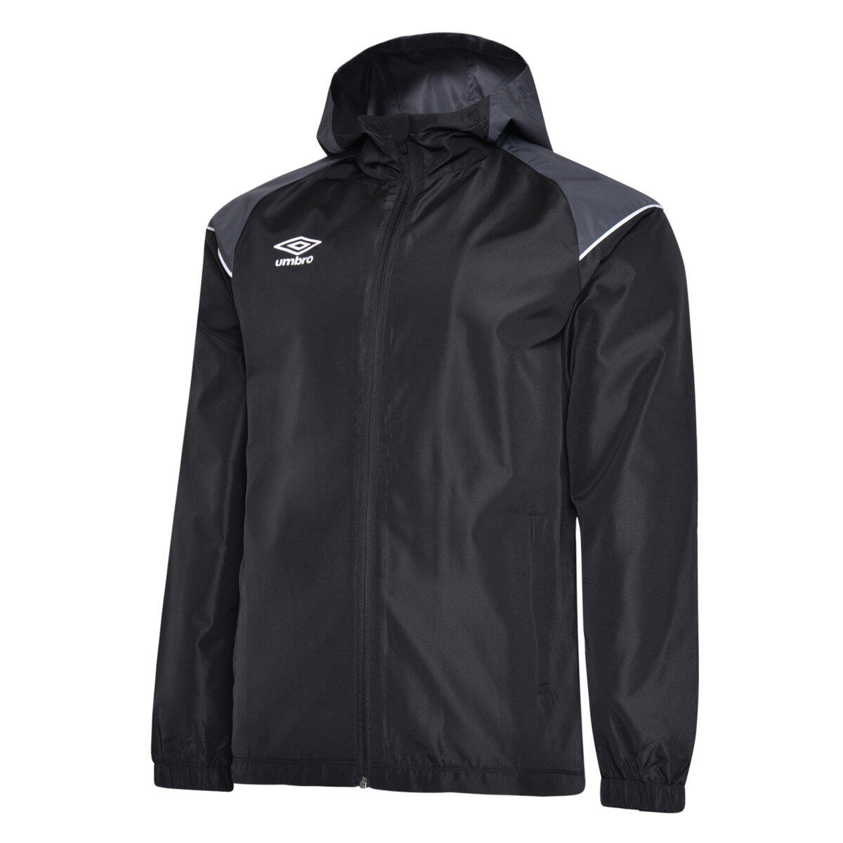 UMBRO Childrens/Kids Hooded Waterproof Jacket (Black/Carbon/Brilliant White)