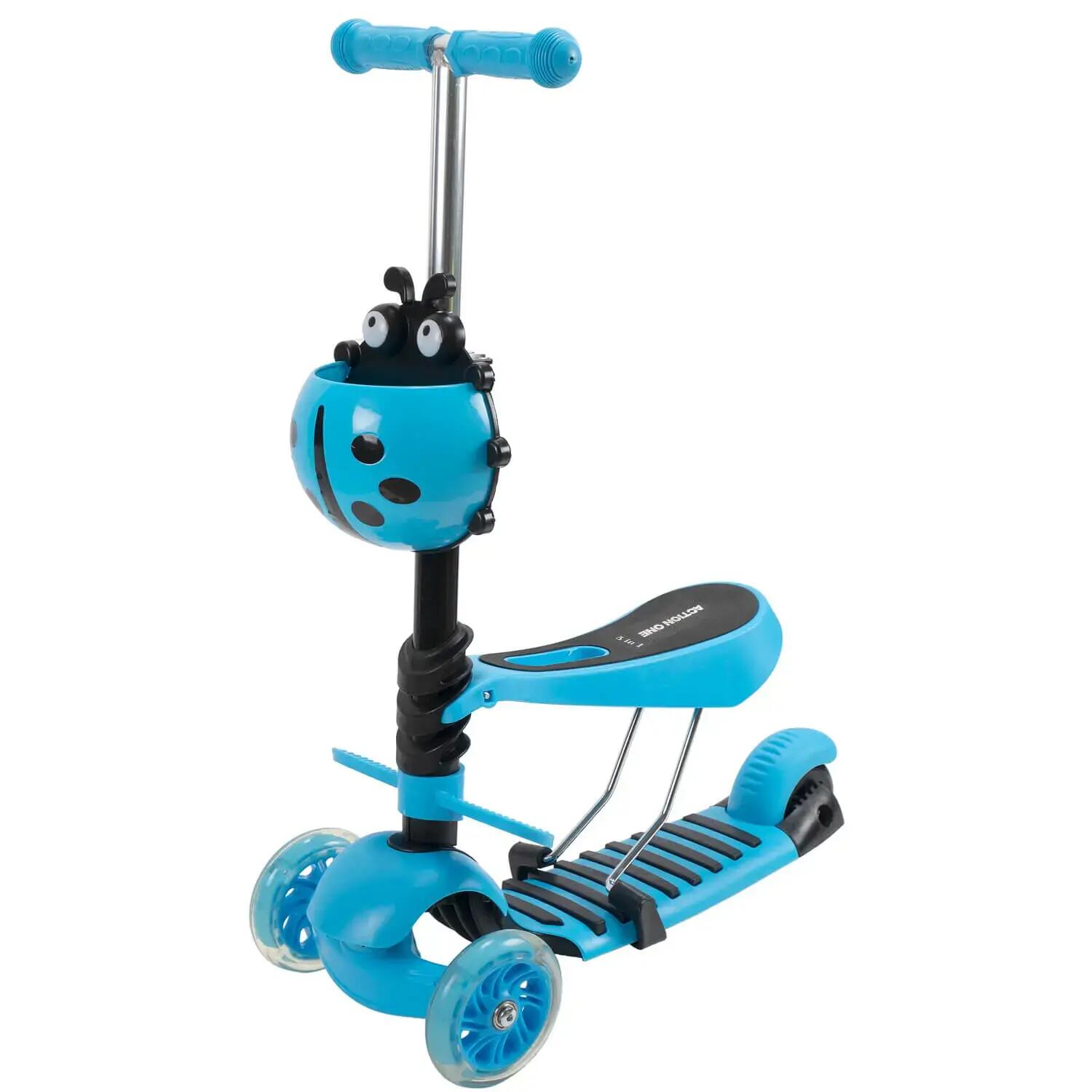 Trotineta 5 in 1, Smart Kid  cu roti luminoase, Albastru 3/5