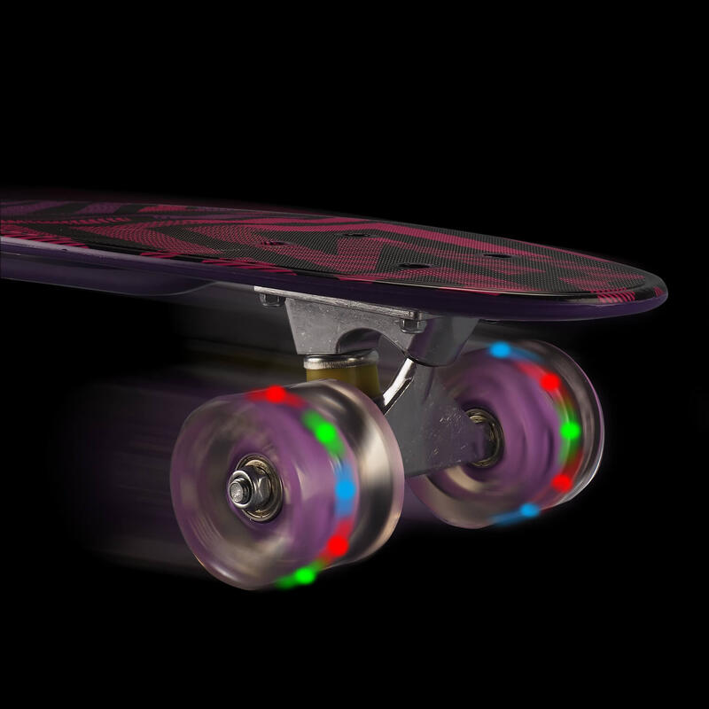 Penny Board cu roti luminoase, 22'', PU, Aluminium, 90 KG Asimetrical Stripes