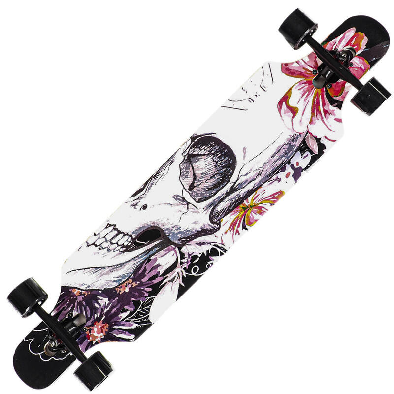 Longboard Flower Skull, ABEC-7, PU, Aluminum, 100kg, 105.5 x 22 cm