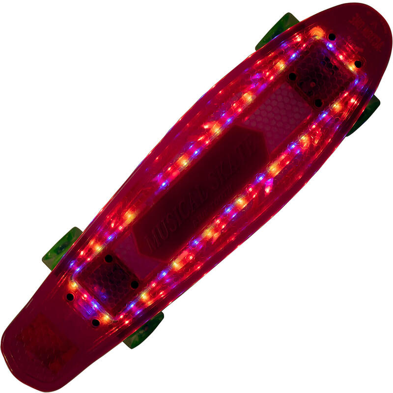Skateboard 22" cu bluetooth si roti luminoase, ABEC-7, rosu