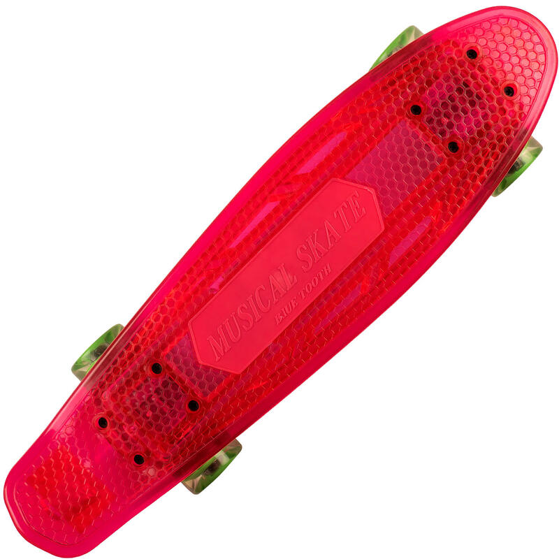 Skateboard 22" cu bluetooth si roti luminoase, ABEC-7, rosu