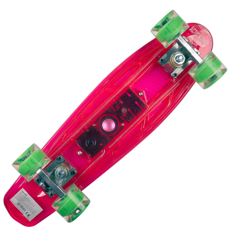 Skateboard 22" cu bluetooth si roti luminoase, ABEC-7, rosu