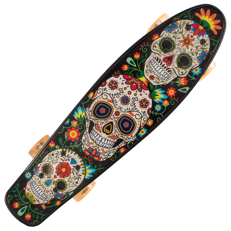 Penny Board cu roti luminoase 22'', PU, Aluminium, 90 KG Santa Muerte