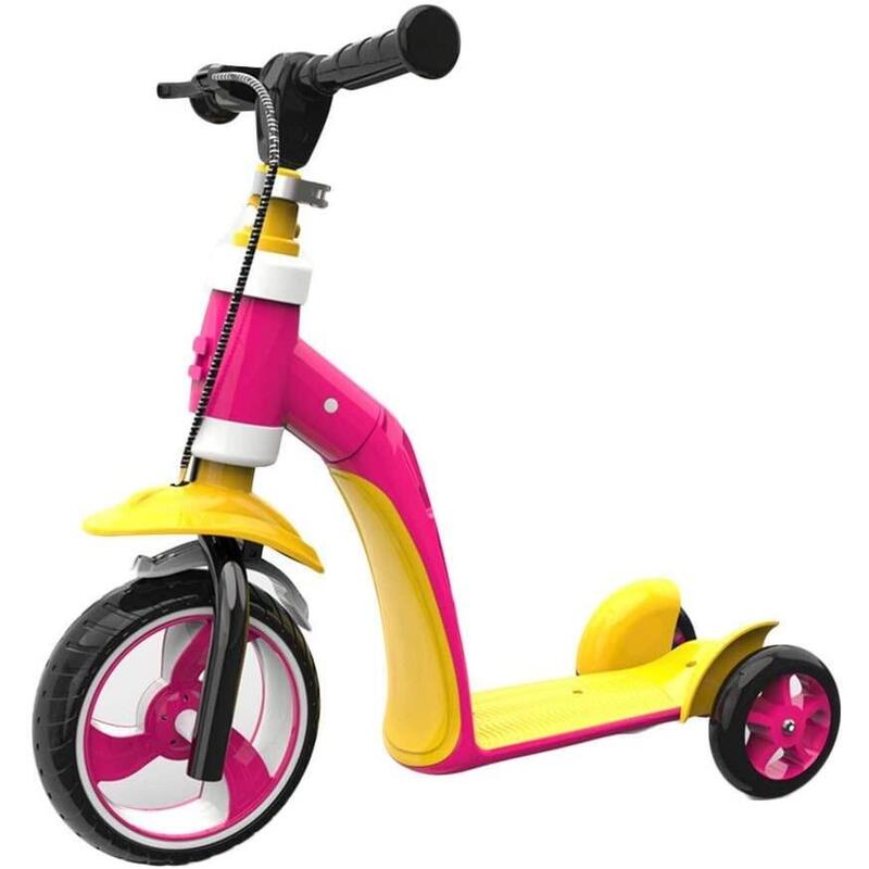 Roller, háromkerekű, 2 az 1-ben motoros, rózsaszín/sárga