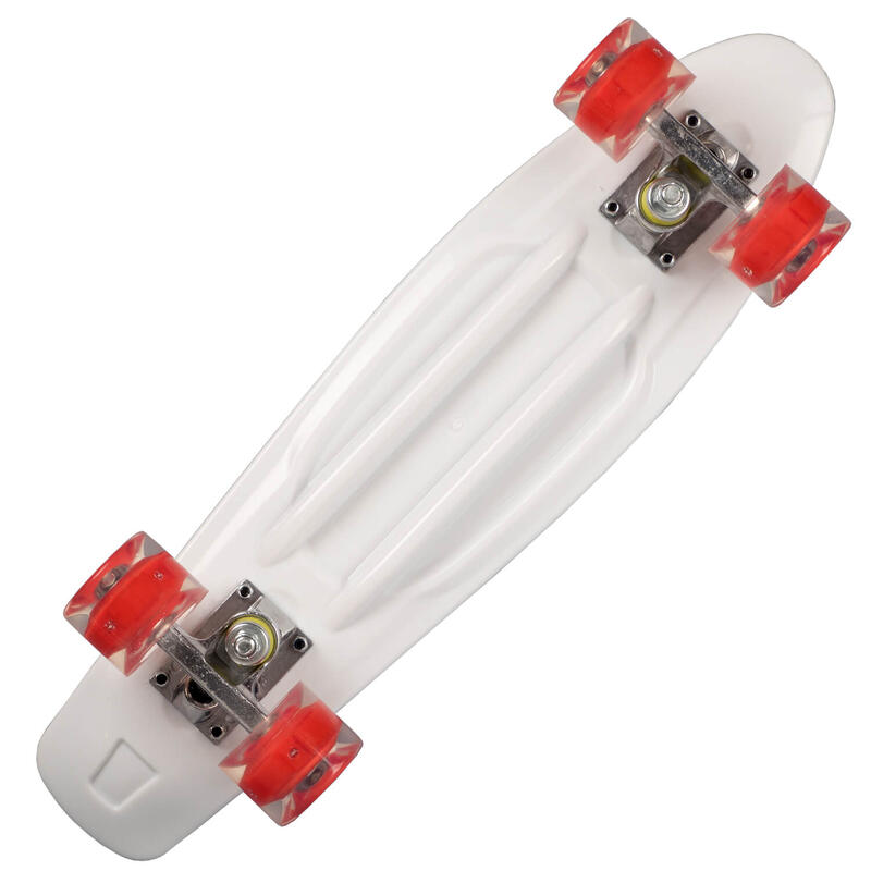 Penny Board cu roti luminoase, 56 cm, PU, Aluminium, 90 KG Happy Skull