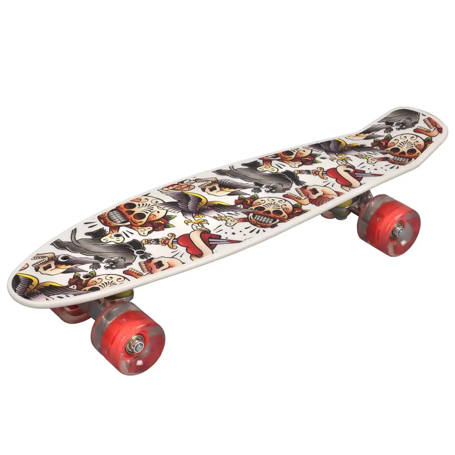 Penny Board cu roti luminoase, 56 cm, PU, Aluminium, 90 KG Happy Skull 3/5