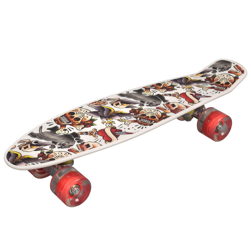 Penny Board könnyű kerekekkel, 56 cm, PU, Alumínium, Happy Skull