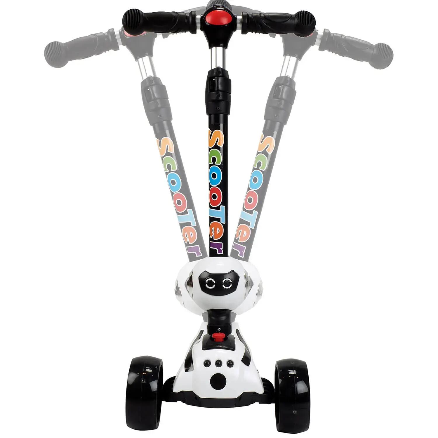 Trotineta cu muzica, platforma si roti luminoase, My Robot, alb 3/5