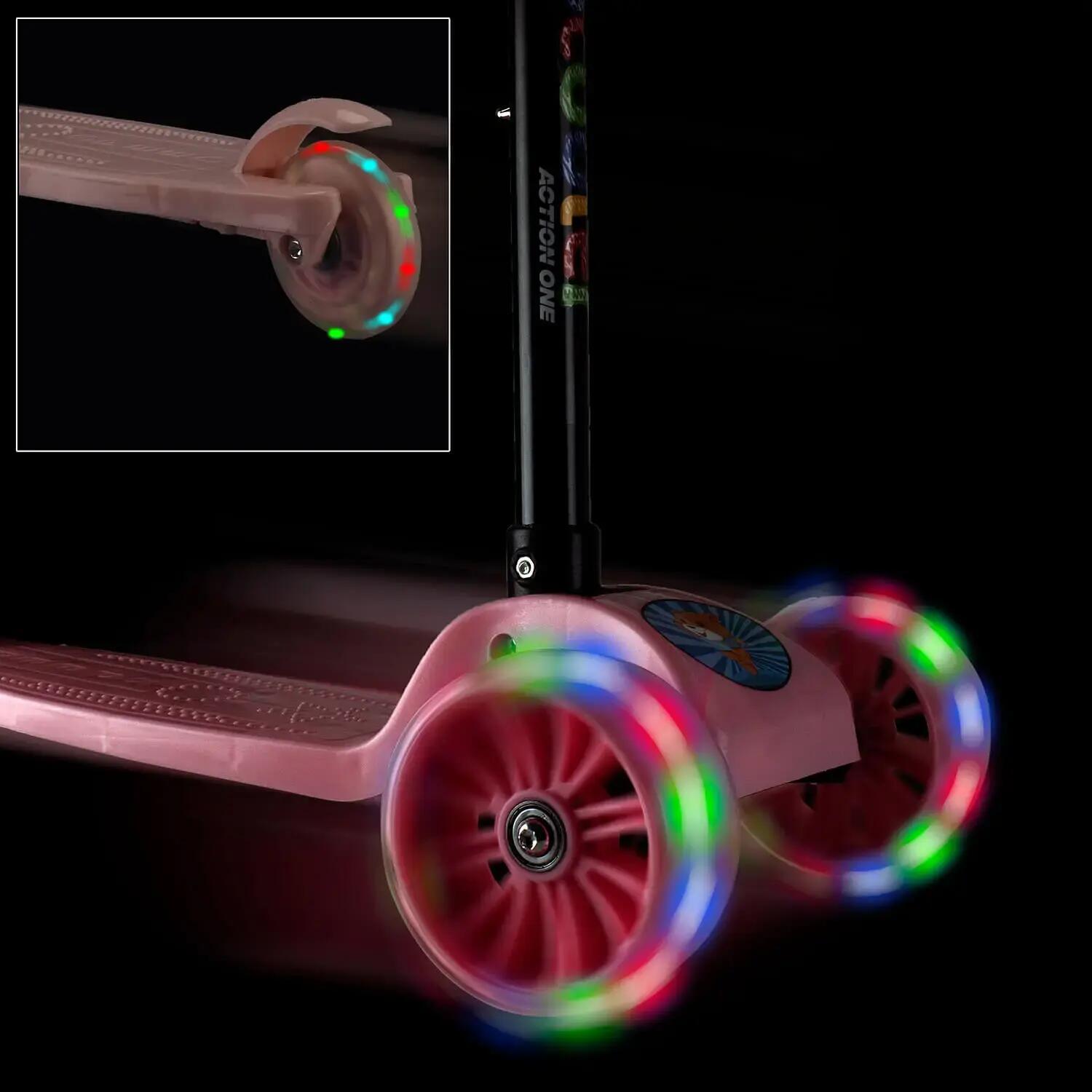 Trotineta copii Balance Big Wheels, roti luminoase si late, roz 4/5