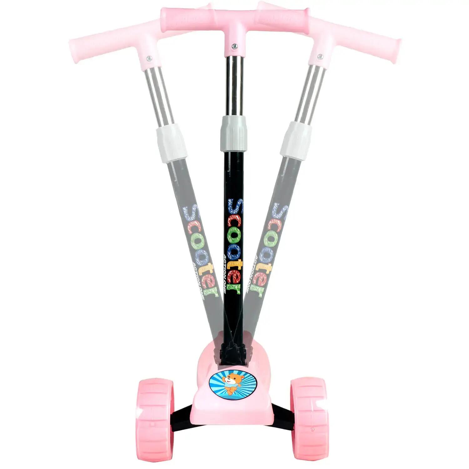 Trotineta copii Balance Big Wheels, roti luminoase si late, roz 2/5