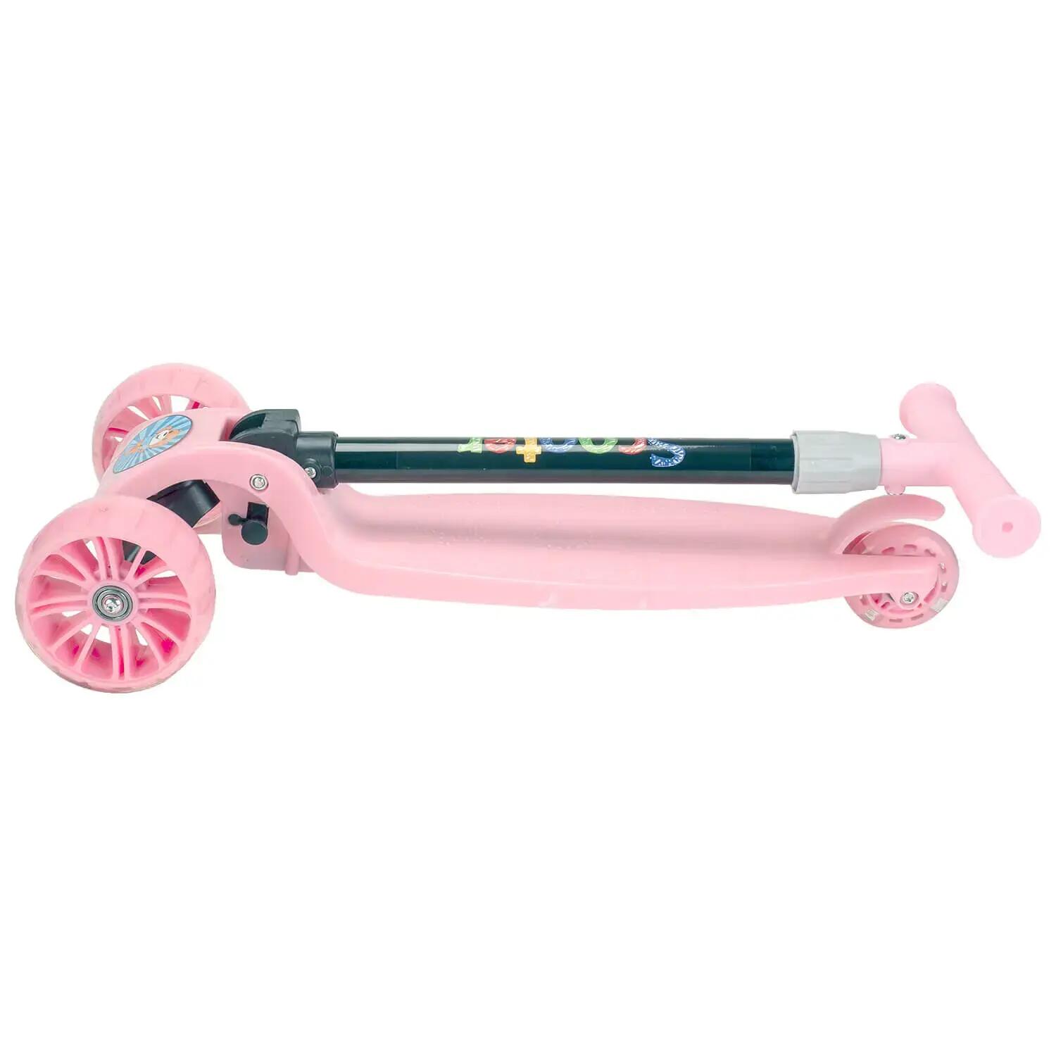 Trotineta copii Balance Big Wheels, roti luminoase si late, roz 3/5