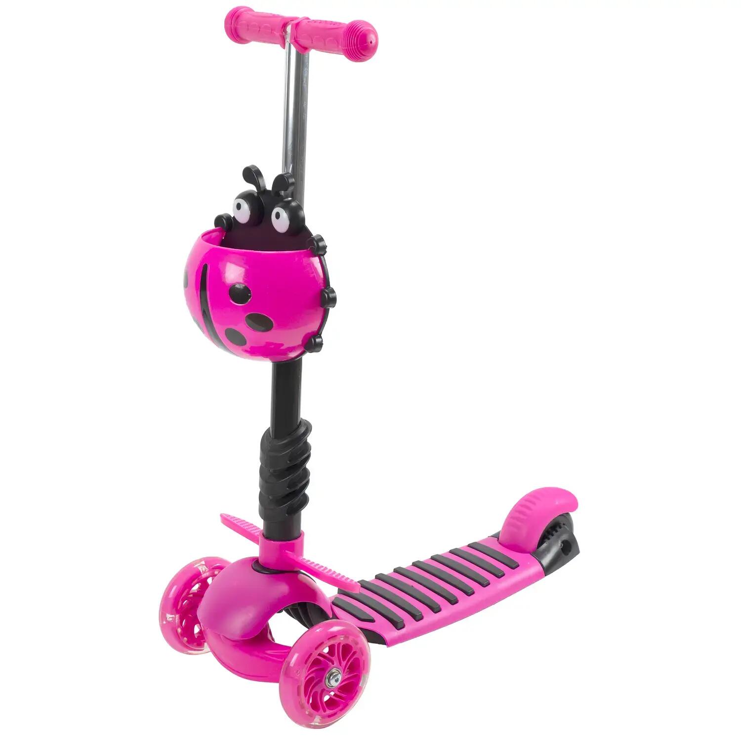 Trotineta 5 in 1, Smart Kid  cu roti luminoase, Roz 4/5